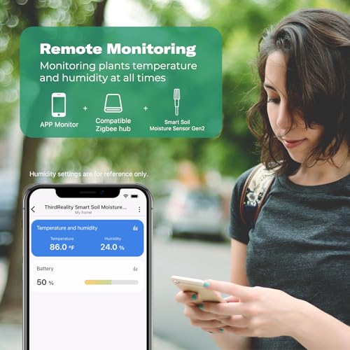 THIRDREALITY Smart Soil Moisture Sensor Gen2 3Pack,Zigbee hub Needed, nhanced Signal Stability,Capacitive Moisture Monitoring,Garden Planting, Compatible with Hubitat,SmartThings,Home Assistant,Homey - style: 3 Pack