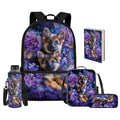 Upetstory German Shepherds Backpack for Girls Boys Kids School Bag Set Elementary Bookbag with Insulated Lunch Box Pencil Case Book Cover Water Bottle Sleeve Kindergarten Daypack 5 In 1 - color: German Shepherds