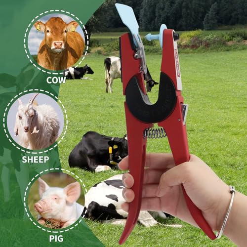 Livestock Ear Tag Pliers Animal Universal Ear Tagger Tool with Spare Pins | Cattle Ear Tagger Farm Use Tool Livestock Management Durable Ear Tag Applicator for Cattle , Goats, Sheep, Pigs