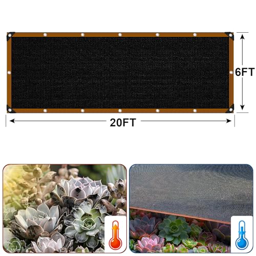 Shade Cloth - for Garden 90% Plant Shades Mesh Tarp with Grommets Outdoor Sun Shades Netting for Chicken Coop Greenhouse Vegetables Pergola Patio Cover - size: 6×20FT