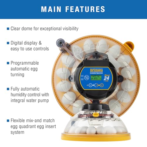 Brinsea Maxi 24 EX Egg Incubator with Automatic Turning & Humidity Control | 50+ years of expertise! Built-in automatic humidity, auto-turn & temp alarms take the guesswork out of hatching 24+ eggs