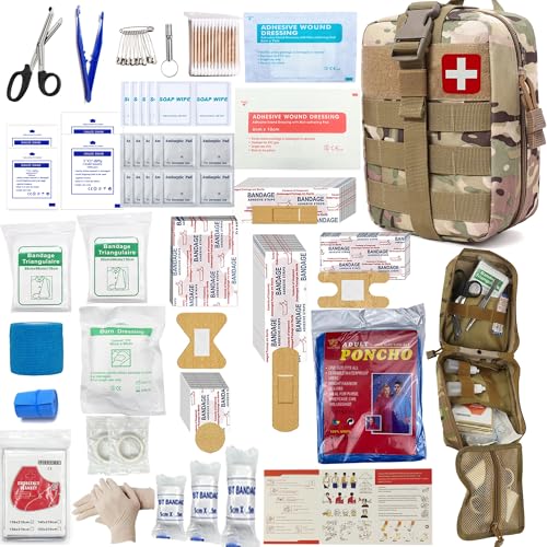 293Pcs/set - First Aid Kit Molle Pouches Emergency Survival Kit Suitable for Outdoor Activities, Home, School, Hiking, Car Travel and Camping - Quick Response First Aid Essentials (CP) - color: Cp
