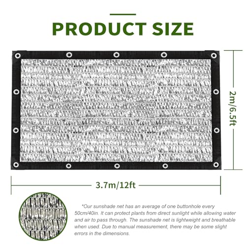 Shade Cloth-80% Aluminum Sunblock Neting,Durable Mesh Tarp with Grommets,Shade Cloth for Garden,Car, Outdoor Pergola,Greenhouse,Chicken Coop and Dog Kennel(Silver) - size: 6.5×12FT