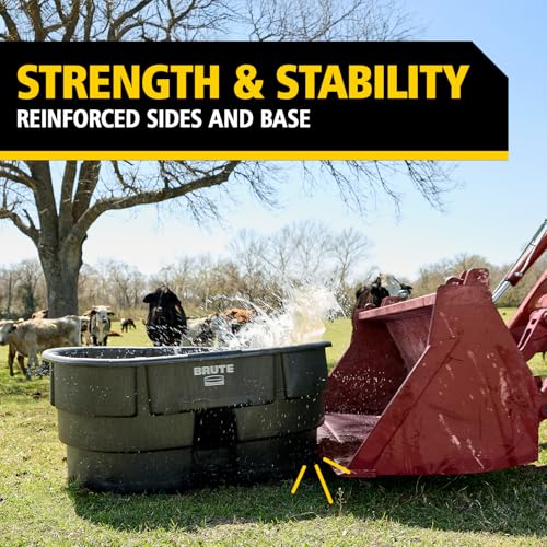 Rubbermaid Commercial Products Stock Tank, 150-Gallons, Structural Foam, Heavy Duty Container, for Livestock/Animal/Cattle Feed & Water, Outdoor Homemade Pool/Hot Tub/Bathtub, & Pet Cleaning/Dog Wash - size: 150 Gallon