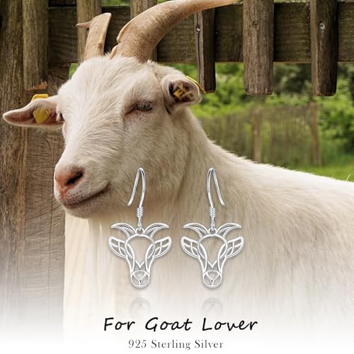 Celtic Animal Earrings for Women - Sterling Silver Hypoallergenic Horse/Dragon/Cow/Goat/Dragonfly/Butterfly Dangle Earrings Animal Jewelry Gifts Birthday Christmas Gifts for Women - color: Celtic Goat Skull Earrings