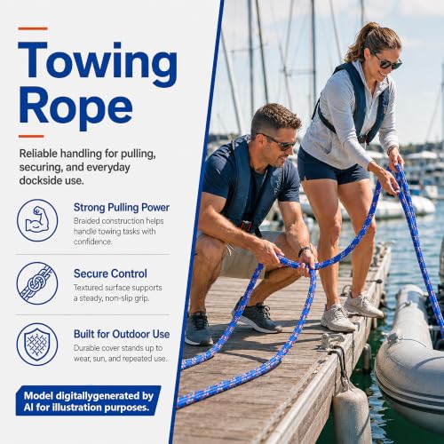 Braided Polyester Arborist Rope (3/8 inch X 100 feet) High Strength Bull Rope for Tree Work Truck Securing Camping Swing, Blue - color: Blue
