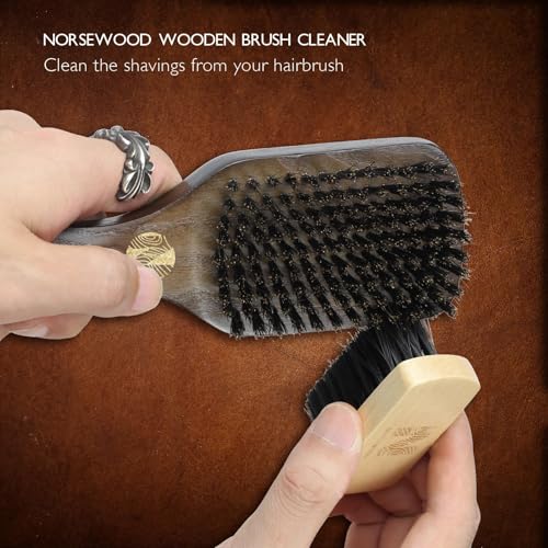 NORSEWOOD Boar Bristle Brush for Shine and Texture - Stiff Bristles for Medium Hair/Beards, Cleaning Brush Included | for Shine & Texture, Hairbrush for Men, with Cleaning Tools
