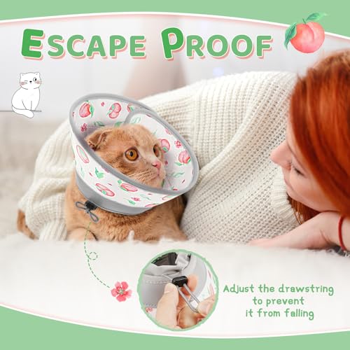 Cat Cone Collar Soft to Stop Licking, Adjustable, Foldable Lightweight Kitten Cones After Surgery Recovery for Cats & Kittens, Cat Cone Alternative, Easy Eating (PinkWhite, L) - color: PinkWhite, size: L
