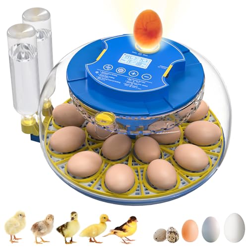 18 Egg Incubators for Hatching Eggs with Temperature Control, Egg Incubator with Automatic Egg Turning and Humidity Display, Built-in Egg Candler Incubator for Chicken Eggs, Duck, Goose & Quail