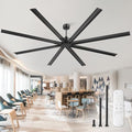 ZMISHIBO 108 Inch Industrial Ceiling Fan without Light, 8 Aluminum Blades | DC Motor, Damp Rated, 6 Speeds, Remote Control, 3 Downrods, Flat/Sloped Ceiling, Commercial, Farmhouse, Garage, Warehouse - color: Black, size: 108inch