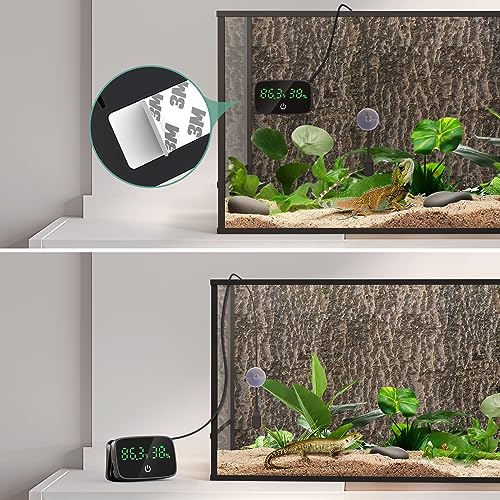 PAIZOO LED Digital Reptile Thermometer and Humidity Gauge with USB Charging | Long Battery Life, Switch Between ℉/℃, Terrarium Temperature Humidity Meter, for Snake Bearded Dragon Lizard or Greenhouse