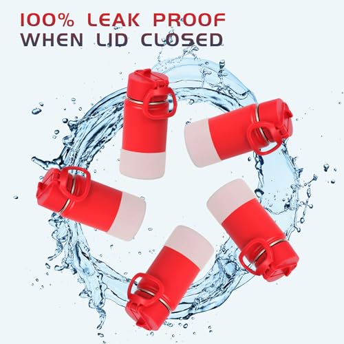Volhoply 14oz KIds Stainless Steel Insulated Leakproof Water Bottle with Straw Lid and Silicone Boot,BPA-Free Easy Use for Boys&Girls,Double Wall Vacuum Bottles(Red,1) - color: Red
