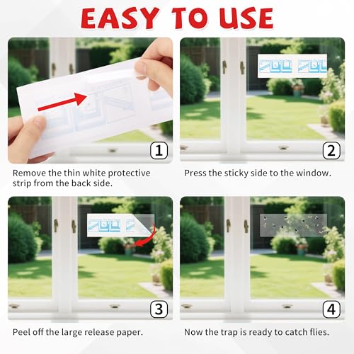 LULUCATCH Window Fly Trap, 12 Pack Fruit Fly Traps for Indoors, Sticky Gnat Trap Bug Trap, Non-Toxic Odorless Flying Insect Trap, Pet Safe Bug Catcher for Fruit Fly, Mosquitos, Fungus & Flying Insect