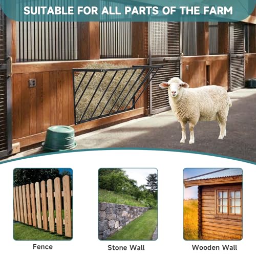 Hay Feeder Blanket Holder Carbon Steel Hay Rack Wall Mounted Hay Feeder for Horses Goats Farm Indoor and Outdoor Use(1PC) - size: 1PC