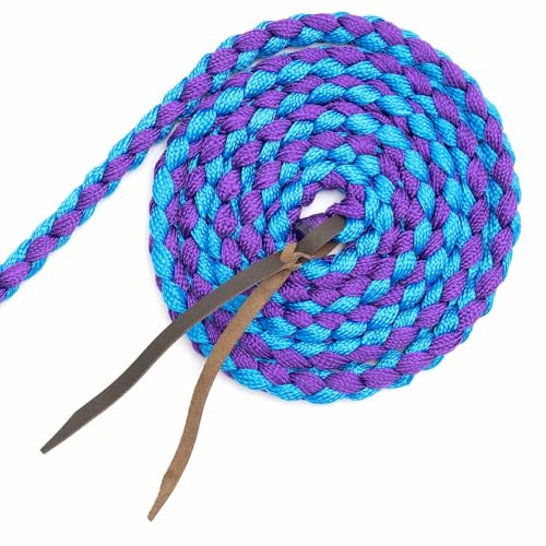 Jeffers Equine Braided Mule Tape Halter with 10' Detachable Lead Rope Set for Horses, 14 to 18 Hands - Stylish Design with Adjustable Poll Strap, Easy to Use Western Tack - Turquoise & Purple - color: Turquoise & Purple