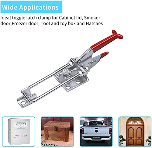 SKYCK 6-Pack 2000lbs Capacity Heavy Duty Toggle Clamp,Adjustable U Bolt Self-Lock Latch for Tire Carrier,Toggle Latch Lock for Sliding Door,40431 Pull Cam Jigs for Barn Door Jamb,Tool Box,Smoker Clamp