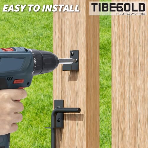 36" Heavy Duty Cane Bolt Gate Drop Rod, Extra Thick Gate Ground Latch Hardware for Wood PVC Vinyl Metal Fences Gates, Wrought Iron Doors Stopper Gate Latches, Black Finish, 1 Pack - size: 36 Inch