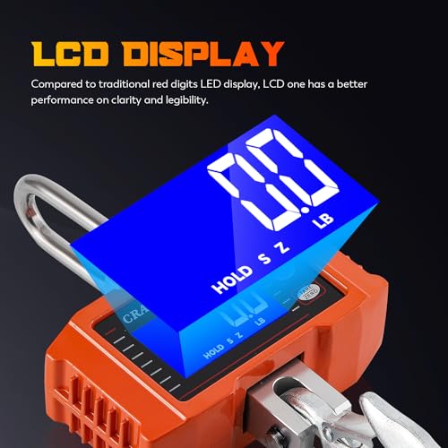 CGOLDENWALL Digital Crane Scale 2200lb Hanging Scale with Switchable kg/lb Display - ideal for Farms, Hunting and Livestock - size: 1000kg