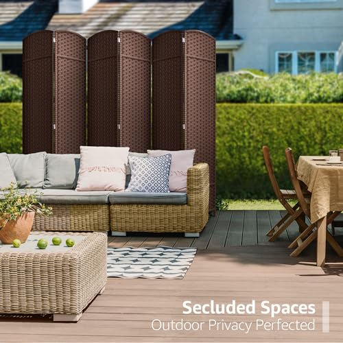 Sorbus Foldable Room Divider, Mesh Privacy Screen (6 Panel, Chocolate) | Folding screens, dividers for rooms, double-hinged panels; freestanding partition for bedrooms, offices and shared areas - color: Chocolate, size: 6 Panel