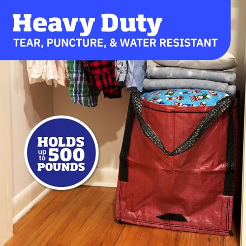 DURASACK Heavy Duty Storage Tote Bag 22-Gallon, Red, Pack of 4 | Moving Bag Utility Tote for Laundry, Moving & Home Storage, Reusable Self-Standing Design, Holds up to 500 Pounds - color: Red, size: Pack of 4