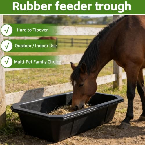 5 PCS Heavy Duty Rubber Feed Pan, 10 Quart/2.5 Gallon Square Feed Bucket | Heavy Duty Feed and Water Tubs for Horses, Goats, Pigs and Livestock, Durable Square Design for Barn, Stable and Farm Use - size: 17.3 × 12 × 5.1in