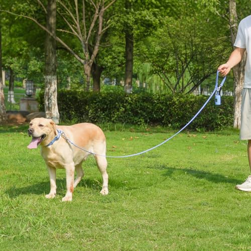 Waterproof Dog Leash with Poop Bag Holder, 5FT/6FT Adjustable Length with 2 Swivel Hooks, Odor-Free & Easy-Clean Dog Lead for Large Medium Small Dogs - color: Blue, size: 6FT - 3/4inch Width