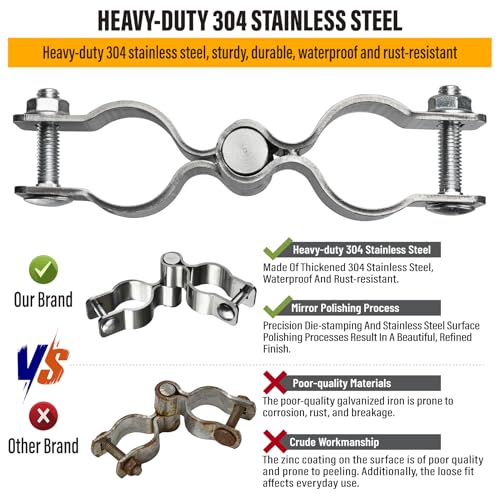 2 Pack 1-3/8" x 1-3/8" Chain Link Fence Gate Hinge, 304 Stainless Steel Heavy Duty Male Female Post Hinges with Bolts and Nuts - color: 1-3/8", size: 1-3/8"