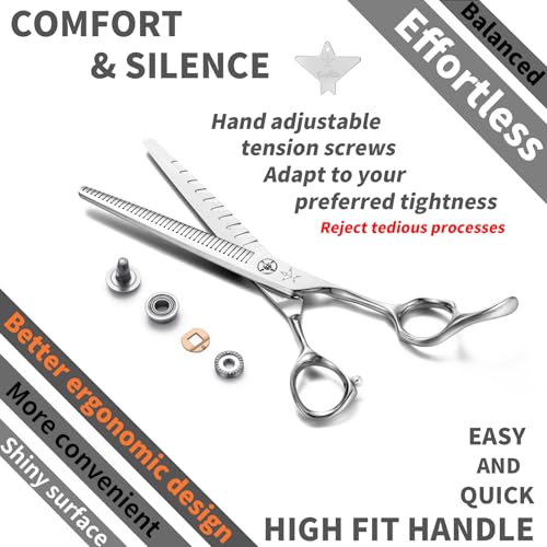 High-end Professional Dog Grooming Thinning Scissors Teeth Cutting Blending Shears Pet Texturizing Shears 7 Inch Extremely Very Sharp Stainless Steel Alloy For Cat Other Animals Groomer - color: 7inch Thinning Shears