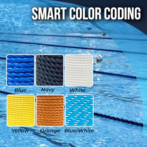 5071lbs Heavy Duty PP/Polyester/Nylon Rope, White, 1/2inX98FT | Weather-Resistant & Waterproof Rope for Pool, Camping, Construction & Rigging Applications - color: White, size: 1/2in X 98FT