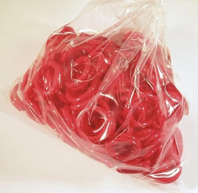 50 Pack Spiral ID Chicken Poultry Leg Bands (Size 14, Red)