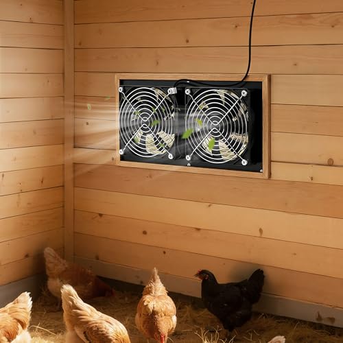 VEVOR Solar Powered Fan, 15W Solar Panel with 2 Fans, Adjustable Solar Panel Angle, 2668 RPM High-Speed, Flexible Installation, Fast Air Exchange for Greenhouse, Grow Tents, Chicken Coops, Shelters - size: 4.7" Fan×2 -15W
