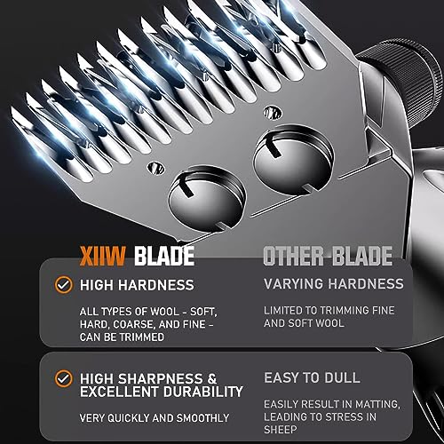 XIIW Sheep Shears 550W, Professional Electric Sheep Clippers, 6 Speeds | Farm Livestock Grooming Kit with 2 Sets of Blades, Heavy Duty Sheep Trimmer for Goats Cattle Thick Hair Dog Horse Animals - size: 550W Sheep Shears