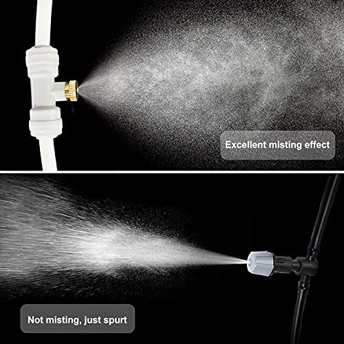 Misters for Outside Patio,Outdoor Water Misting Cooling System,80FT|24M+Tee Connector White 10PCS,Backyard Mist Kit for Garden,Greenhouse,Fan,Deck,Umbrella,Canopy,Pool,Porch.Trampoline Sprinkler Park