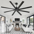 ZMISHIBO 72 Inch Ceiling Fan without Light, 8 Aluminum Reversible Blades | Industrial-Grade, DC Motor, Damp Rated, 6 Speeds, Remote Control, 3 Downrods, Flat/Sloped Ceiling, Living Room, Patio, Gym - color: Black, size: 72inch