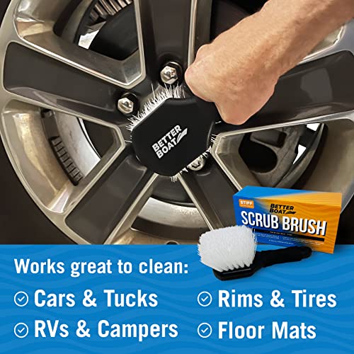 Stiff Hand Scrub Brush, Short Handle Heavy Duty Tire and Wheel Cleaning | Tool, Outdoor Boat Scrubber with Handle, Carpet Cleaner, All-Purpose Cleaning Brush - style: Short Handle