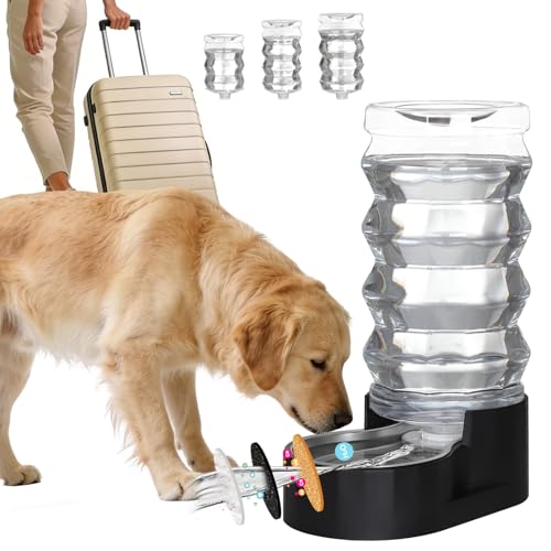 RIZZARI 9L Filtered Dog Water Dispenser: Large Capacity Multi Pet Solution | No Power Needed/Dishwasher-Safe/BPA-Free/Spill-Resistant/ For Multi-Dog Homes/Garage/Balcony - color: Pure Black, size: 9L