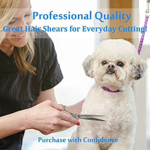 JASON Dog Grooming Scissors Shears - 7" Straight Ergonomic Pet Trimming Kit | Premium Cats Shear with Offset Handle and Jewelled Screw, Sharp, Comfortable, Gift - size: 7.0", style: Straight