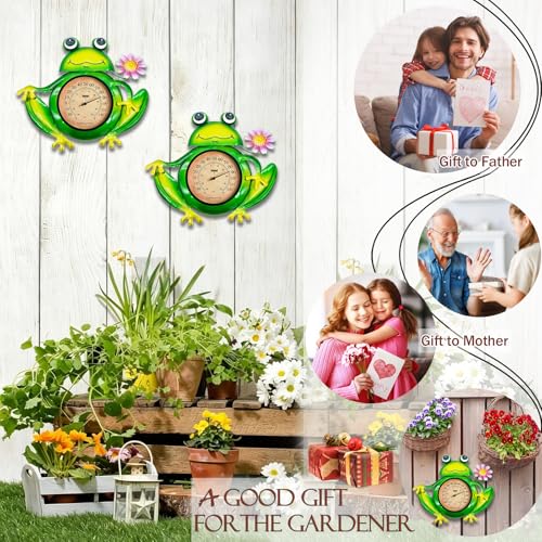 Outdoor Thermometer, Waterproof & Easy to Read, No Battery Needed | Frog wall-mounted decorative large outdoor thermometer for patio, garden, fence