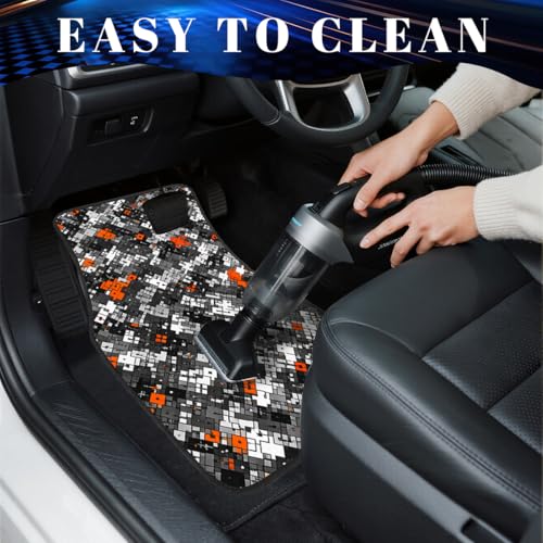 Camo Car Floor Mats Set of 4 Digital Pixel Geometric Squares Orange Black Automotive Foot Mats Rugs Carpet for Car Non-Slip Auto Car Accessories Universal Fit Car Accessories for Truck - color: Camo