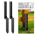 2 Pcs Fence Post Repair Kit,4×4/6x6 Fence Post Support,Heavy Duty Post Anchor Ground Spike with Double-Layer Thickened Fence Post Anchor & Stakes for Repair Tilted, Broken Wood Fence Post - size: Split