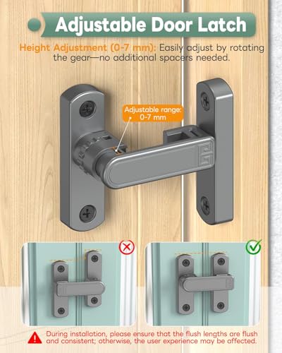 Adjustable Barn Door Locks, 90/180 Degree Gate Latch, Grey-2 Pcs | Home Security Sliding Door Latch for Bedroom, Barn, Cabinet, Garden & Fence - color: Grey-2 Pcs