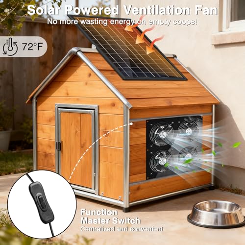 Solar Exhaust Fan,25W Solar Fan for Chicken Coop,Shed,Greenhouse & Attic Ventilation Cooling, Easy Installation,3500RPM,18FT Cord,IP67 Waterproof Solar Powered 4 Fan Kit - size: 25W Solar Exhaust Fan 4 Kit