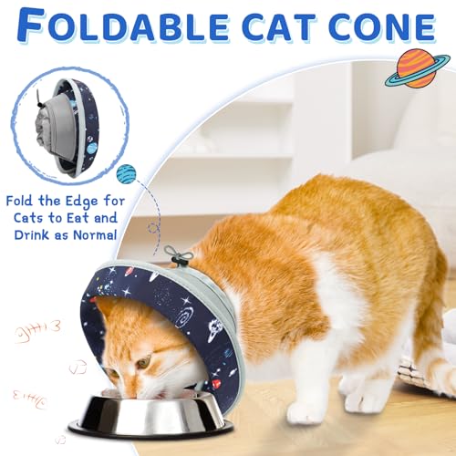 Cat Cone Collar Soft to Stop Licking, Adjustable, Foldable Lightweight Kitten Cones After Surgery Recovery for Cats & Kittens, Cat Cone Alternative, Easy Eating (Grey, M) - color: Grey, size: M