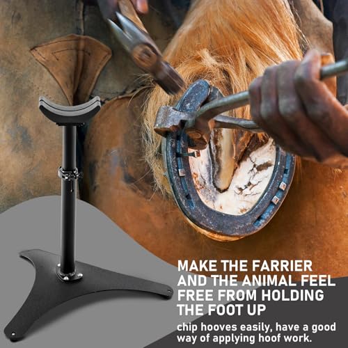 Zonon Farrier Horse Hoof Stand, Tool-Height Adjustable Metal Horse Hoof Trimming Tools, Extra-Large Base Enhances Stability, Blacksmith Farrier Stand(Black,Metal Triangular Base) - style: Metal Triangular Base