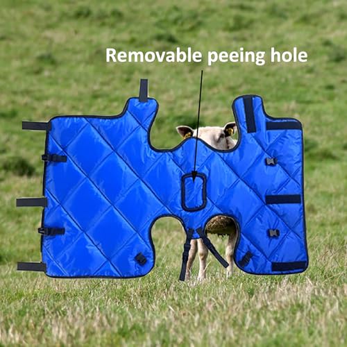 Calf Blanket Warm Clothes Goat Blankets for Winter Keep Calves, Goats, Dogs, Foal, Donkey Warming Thickened Belly Protection Windproof Large Size Blue