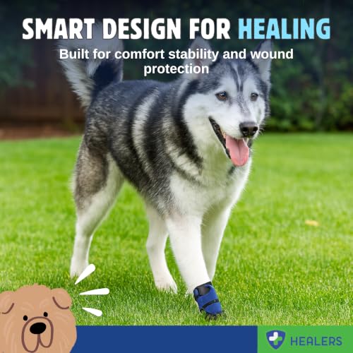Healers PetCare Medical Dog Boot, Single, No Gauze, Large | Single bootie, gauze sold separately, breathable knit, non-slip rubber sole, adjustable Velcro strap - size: Large