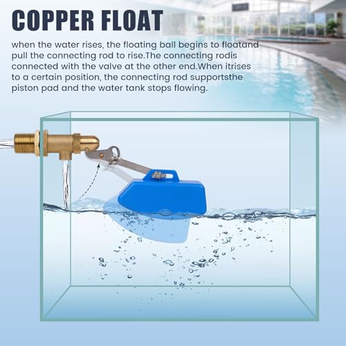 3/4 Inch Brass Float Valve for Water Trough Stock Tank Automatic Water Level Control Float Valve for Pond Farm Livestock Cattle Goat Horse Livestock Waterer Pool Auto fill (3/4" 1PCS) - style: 3/4" 1PCS
