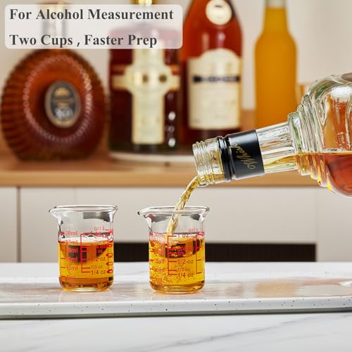 Ackers BORO3.3 Glass Measuring Cups with V-Spouts, 30 ml/1 oz, 2 Pack | Borosilicate glass with printed ml, oz, tbsp and tsp scales for cooking, baking and cocktail preparation - size: 30 ML/1 OZ(Pack of 2)