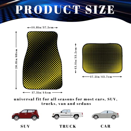 Dot Car Floor Mats Set of 4 Yellow Polka Dot Retro Comic Halftone Automotive Foot Mats Rugs Carpet for Car Non-Slip Auto Car Accessories Universal Fit for Car SUV Truck Van - color: Dot