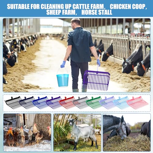 Lasnten 10 Pcs Manure Fork Replacement Head Bulk with 18 Tines | Pitch Fork Head with Screws and Nuts, Durable Stable ABS Plastic, Gardening Horse Stall Picking up Manure Grass Hay